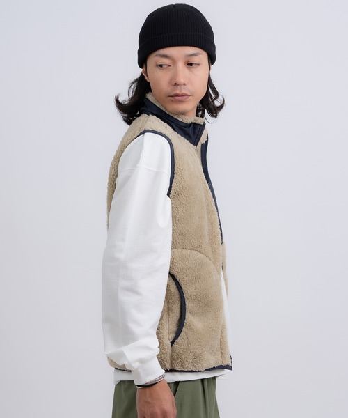 improves（インプローブス）の「スタンドカラー 防風 ボアベスト（ベスト・メンズ・ネイビー/カーキ・XX-LARGE/X-LARGE/LARGE/MEDIUM）」の4枚目の写真