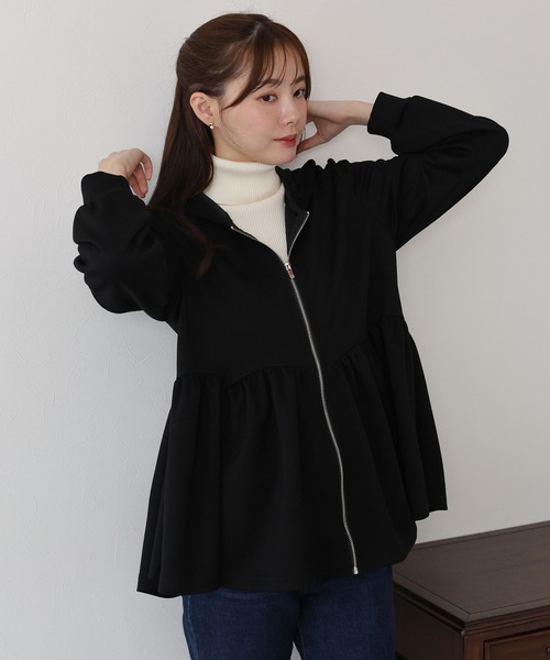 BLUEEAST(ブルーイースト)の「ペプラムジップパーカー(パーカー・レディース・グレー/ブラック・MEDIUM)」の8枚目の写真