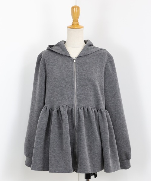 BLUEEAST(ブルーイースト)の「ペプラムジップパーカー(パーカー・レディース・グレー/ブラック・MEDIUM)」の16枚目の写真