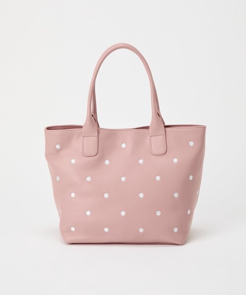 BEARDSLEY(ビアズリー)の「《本革》ドット刺繍バッグ/大(トートバッグ・レディース・ブラック/グレー系その他/ピンク・LARGE)」の4枚目の写真