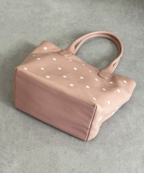 BEARDSLEY(ビアズリー)の「《本革》ドット刺繍バッグ/大(トートバッグ・レディース・ブラック/グレー系その他/ピンク・LARGE)」の5枚目の写真