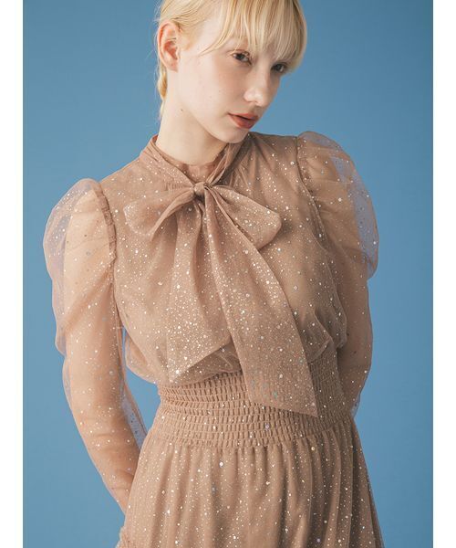 FURFUR ファーファー ラメチュールドレス ロングスリーブ キラキラドレス FURFUR ファーファー ラメチュールドレス ロングスリーブ キラキラドレス