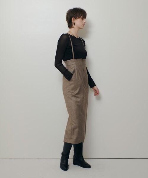 allureville（アルアバイル）の「シックツィードツイルサロペスカート（スカート・レディース・ブラウン/ブラック・2/1）」の11枚目の写真