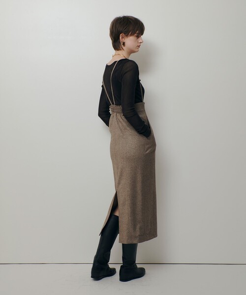 allureville（アルアバイル）の「シックツィードツイルサロペスカート（スカート・レディース・ブラウン/ブラック・2/1）」の12枚目の写真