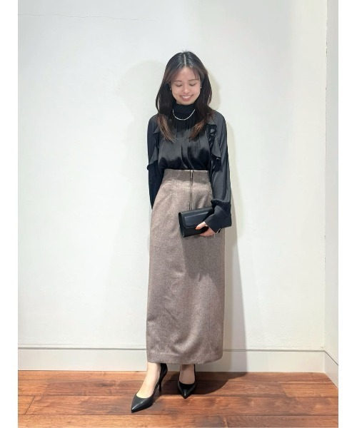 allureville（アルアバイル）の「シックツィードツイルサロペスカート（スカート・レディース・ブラウン/ブラック・2/1）」の3枚目の写真