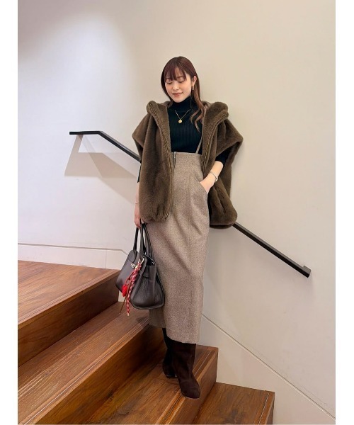 allureville（アルアバイル）の「シックツィードツイルサロペスカート（スカート・レディース・ブラウン/ブラック・2/1）」の6枚目の写真