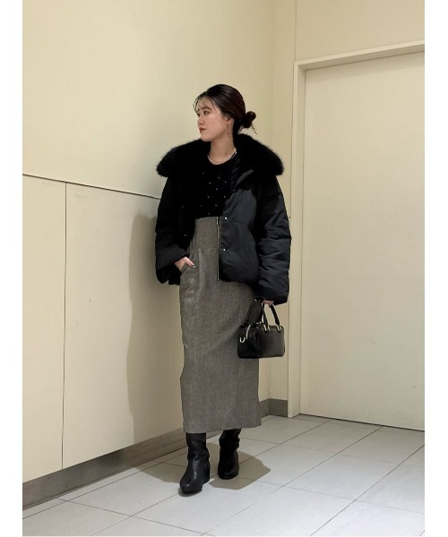 allureville（アルアバイル）の「シックツィードツイルサロペスカート（スカート・レディース・ブラウン/ブラック・2/1）」の8枚目の写真