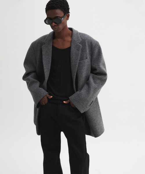 Oversized wool blazer grey（テーラードジャケット）｜DNSR
