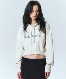 NICOLE LOGO CROP HOODY_OATMEAL