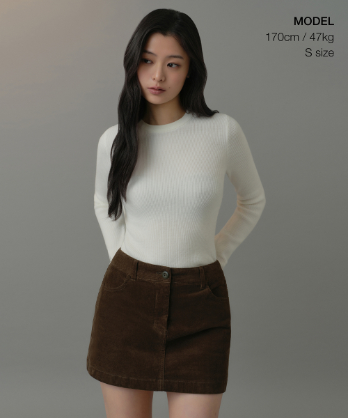 MUSINSA STANDARD WOMAN（ムシンサスタンダードウーマン）の「ウィメンズリブスリムクルーネックニット[アイボリー]（ニット/セーター・レディース・その他・SMALL/MEDIUM/LARGE/X-SMALL）」の2枚目の写真