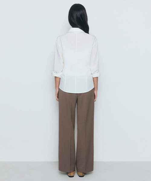 MUSINSA STANDARD WOMAN（ムシンサスタンダードウーマン）の「ウィメンズウエストバンドレスワイドスラックス[ライトブラウン]（スラックス・レディース・その他・26/27/28/29/34/32/30/31/24/25）」の3枚目の写真