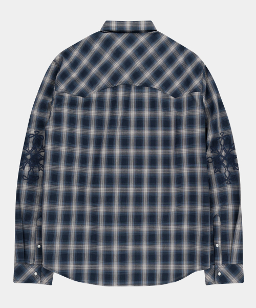 SLOWACID（スローアシッド）の「ニードルワークチェックシャツ[ブルー]（シャツ/ブラウス・レディース・その他・MEDIUM/LARGE）」の2枚目の写真