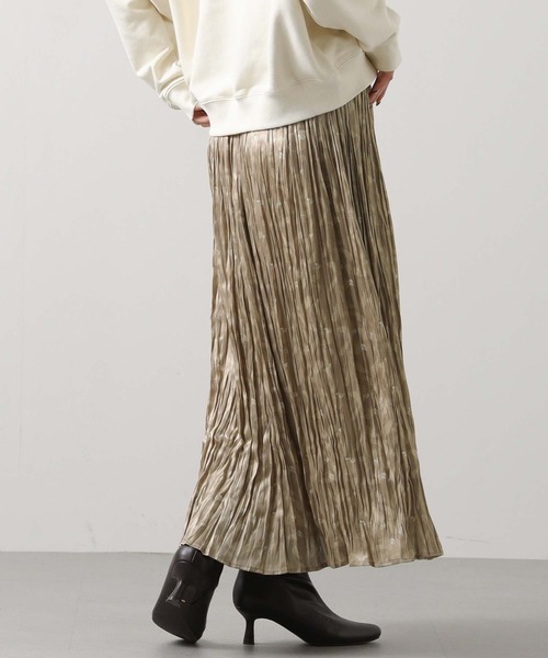 Gready Brilliant（グレディブリリアン）の「割繊ペイントプリーツスカート（スカート・レディース・チャコールグレー/ベージュ・FREE）」の2枚目の写真