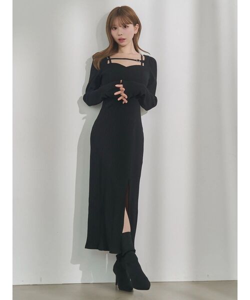 EATME ベルテッドリブワンピース(ブラック) 美品 ベルテッドリブワンピース（ワンピース）｜EATME（イートミー）の