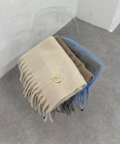 archives（アルシーヴ）の「無地ストール（マフラー・レディース・ピンクベージュ/ブルー/アイボリー/グレー・FREE）」の5枚目の写真