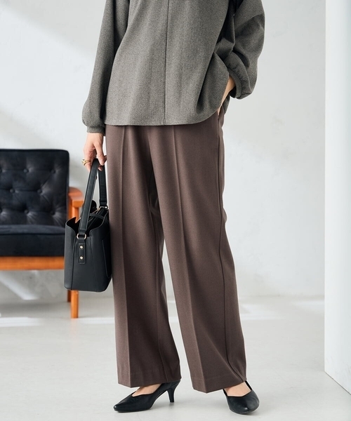 a.v.v（アーヴェヴェ）の「【イージーケア/洗える/ストレッチ】裏起毛美ラクるスッキリ見えストレートパンツ（その他パンツ・レディース・ブラウン/ブラック/グレー・36/38/40）」の3枚目の写真
