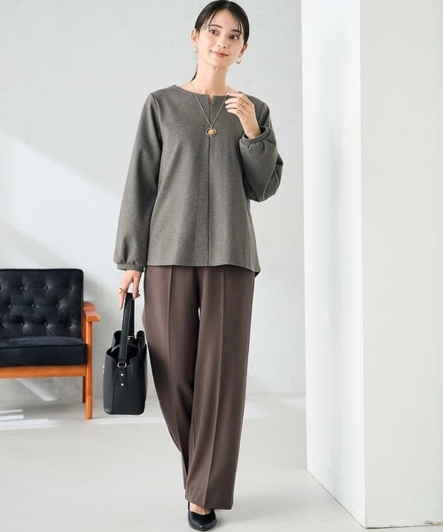 a.v.v（アーヴェヴェ）の「【イージーケア/洗える/ストレッチ】裏起毛美ラクるスッキリ見えストレートパンツ（その他パンツ・レディース・ブラウン/ブラック/グレー・36/38/40）」の7枚目の写真