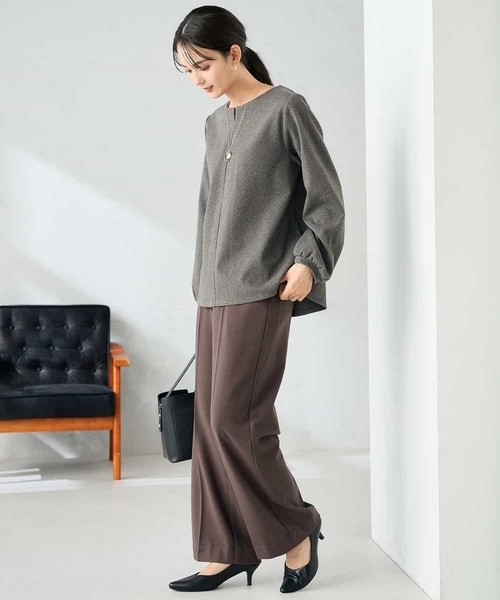 a.v.v（アーヴェヴェ）の「【イージーケア/洗える/ストレッチ】裏起毛美ラクるスッキリ見えストレートパンツ（その他パンツ・レディース・ブラウン/ブラック/グレー・36/38/40）」の9枚目の写真