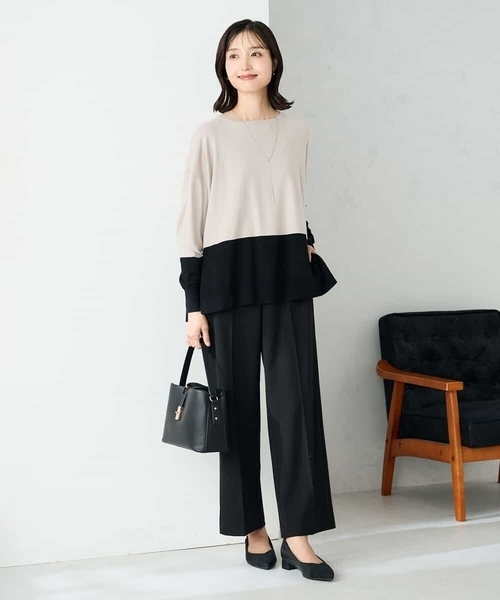 a.v.v（アーヴェヴェ）の「【イージーケア/洗える/ストレッチ】裏起毛美ラクるスッキリ見えストレートパンツ（その他パンツ・レディース・ブラウン/ブラック/グレー・36/38/40）」の20枚目の写真