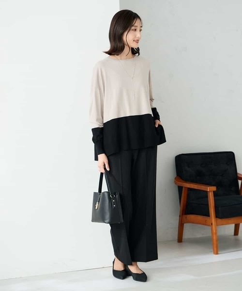 a.v.v（アーヴェヴェ）の「【イージーケア/洗える/ストレッチ】裏起毛美ラクるスッキリ見えストレートパンツ（その他パンツ・レディース・ブラウン/ブラック/グレー・36/38/40）」の21枚目の写真