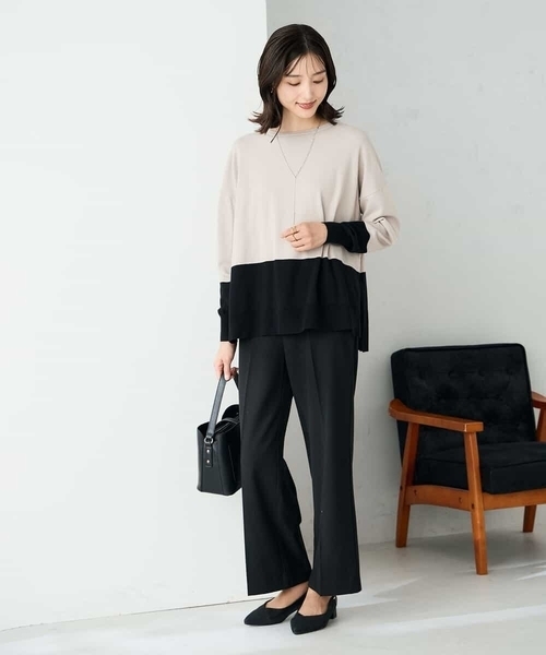 a.v.v（アーヴェヴェ）の「【イージーケア/洗える/ストレッチ】裏起毛美ラクるスッキリ見えストレートパンツ（その他パンツ・レディース・ブラウン/ブラック/グレー・36/38/40）」の22枚目の写真