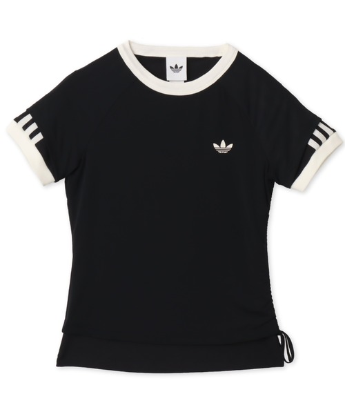 adidas(アディダス)の「adidas DOUBLE LAYERED CALI T-SHIRT / アディダス ダブル レイヤード カリ Tシャツ(Tシャツ/カットソー・レディース・ブラック・S/M/L)」の1枚目の写真