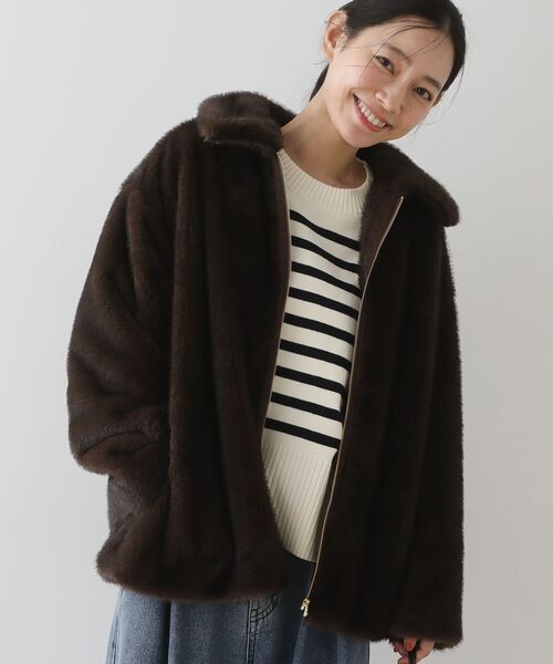 Green　Parks（グリーンパークス）の「ミンクライクファーブルゾン（ブルゾン・レディース・ブラウン/グレー・FREE）」の7枚目の写真