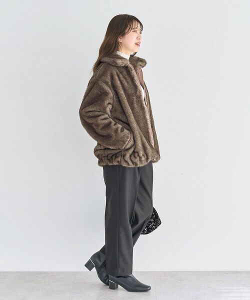 Green　Parks（グリーンパークス）の「ミンクライクファーブルゾン（ブルゾン・レディース・ブラウン/グレー・FREE）」の10枚目の写真