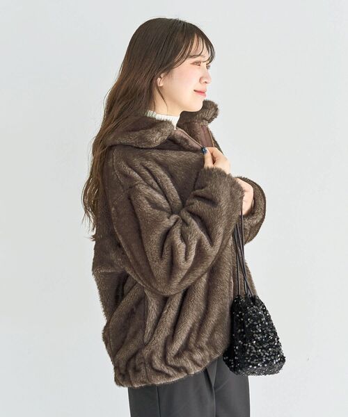 Green　Parks（グリーンパークス）の「ミンクライクファーブルゾン（ブルゾン・レディース・ブラウン/グレー・FREE）」の13枚目の写真