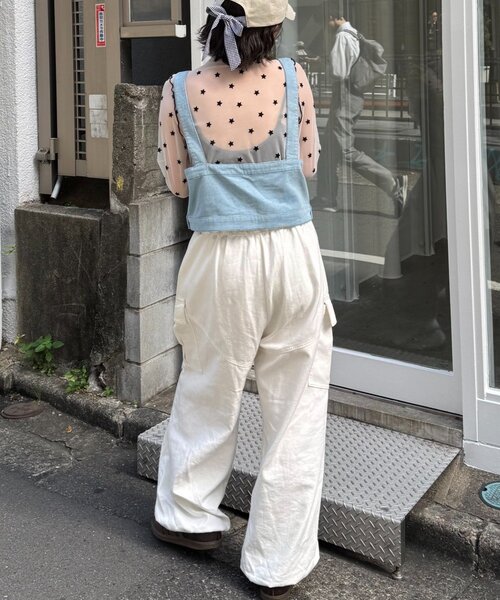 HELLO.SANFRANCISCO（ハローサンフランシスコ）の「★【HELLO.SANFRANCISCO/ハローサンフランシスコ】フロッキー星柄シアートップス（Tシャツ/カットソー・レディース・サックスブルー/ブラック/イエロー・ONE SIZE）」の11枚目の写真