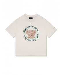 FABULOUS ARCHIVE（ファビュラスアーカイブ）の「Women's Bear Friends Relax Crop Tee Cream Green (FCC2TS386W)（Tシャツ/カットソー）」
