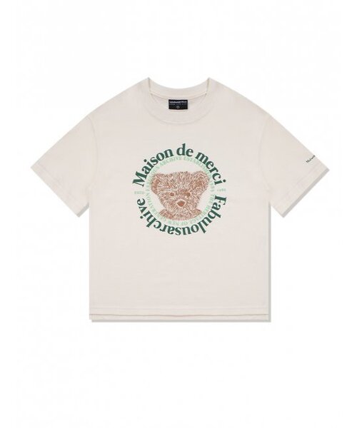 FABULOUS ARCHIVE(ファビュラスアーカイブ)の「ウィメンズベアフレンズリラックスクロップTシャツクリームグリーン(FCC2TS386W)(Tシャツ/カットソー・レディース・アイボリー・SMALL/MEDIUM)」の1枚目の写真