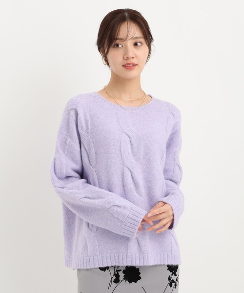 Andemiu（アンデミュウ）の「ユルケーブルニット617733（ニット/セーター・レディース・チャコールグレー/パープル/アイボリー・FREE）」の10枚目の写真