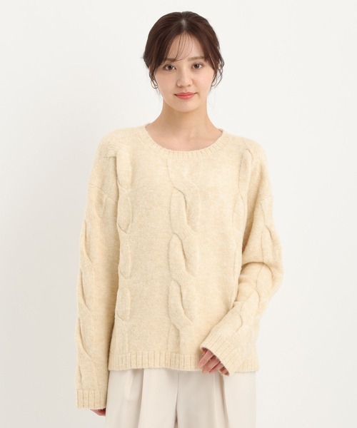 Andemiu（アンデミュウ）の「ユルケーブルニット617733（ニット/セーター・レディース・チャコールグレー/パープル/アイボリー・FREE）」の11枚目の写真