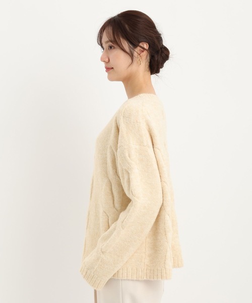 Andemiu（アンデミュウ）の「ユルケーブルニット617733（ニット/セーター・レディース・チャコールグレー/パープル/アイボリー・FREE）」の12枚目の写真