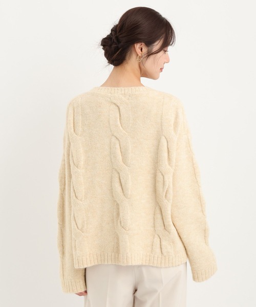 Andemiu（アンデミュウ）の「ユルケーブルニット617733（ニット/セーター・レディース・チャコールグレー/パープル/アイボリー・FREE）」の13枚目の写真