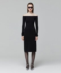 OFF SHOULDER LINE DRESS_BLACK