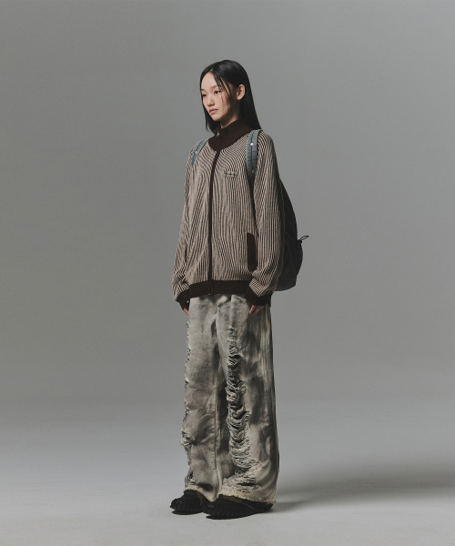 NOT4NERD(ノットフォーナード)の「444 Logo Two Tone Rib Knit Zip Up - Beige(カーディガン/ボレロ・レディース・その他・SMALL/MEDIUM/LARGE/X-LARGE)」の5枚目の写真