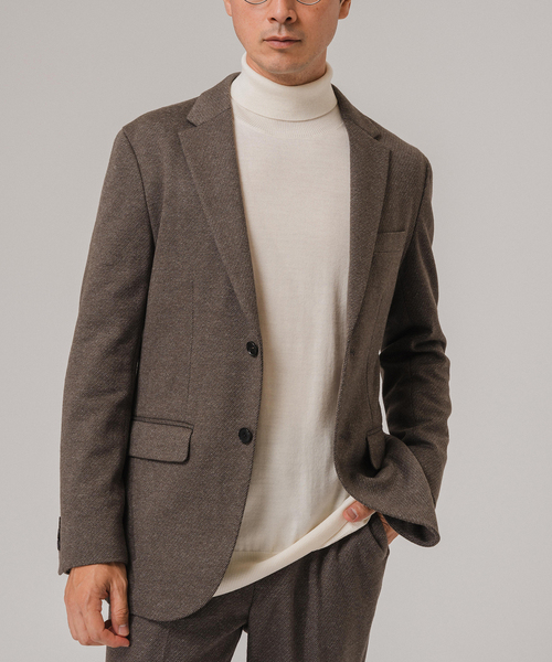 EDIFICE(エディフィス)の「コットン/ウール ジャージー 2ボタン ジャケット【セットアップ着用可】(テーラードジャケット・メンズ・チャコールグレー/ブラウン系その他/ダークブルー/ネイビー・LARGE/MEDIUM/SMALL)」の3枚目の写真