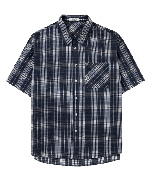 DRAW FIT（ドローフィット）の「スティーブンチェックハーフシャツ[NAVY]（シャツ/ブラウス・メンズ・その他・LARGE/MEDIUM/X-LARGE）」の4枚目の写真