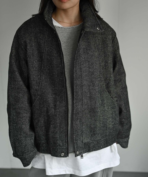 CREARE -LINO-(クレアーレリノ)の「スタンドカラーヘリンボーンブルゾン(ブルゾン・メンズ・ブラック/ブラウン・FREE)」の7枚目の写真