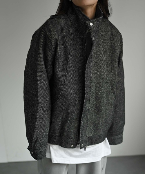 CREARE -LINO-(クレアーレリノ)の「スタンドカラーヘリンボーンブルゾン(ブルゾン・メンズ・ブラック/ブラウン・FREE)」の9枚目の写真
