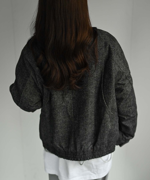 CREARE -LINO-(クレアーレリノ)の「スタンドカラーヘリンボーンブルゾン(ブルゾン・メンズ・ブラック/ブラウン・FREE)」の11枚目の写真