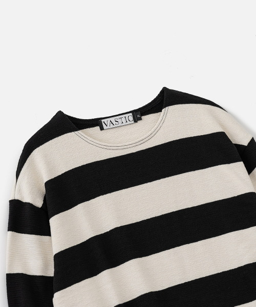 VASTIC(バスティック)の「ボールドストライプロングスリーブ_ブラック/ホワイト(Tシャツ/カットソー・メンズ・ブラック・MEDIUM/LARGE/X-LARGE)」の4枚目の写真