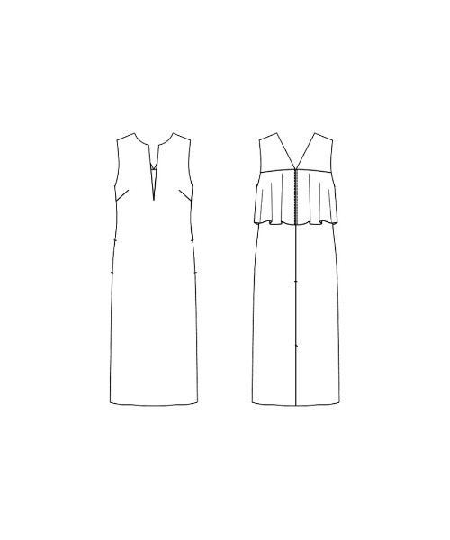 White Collection（ホワイトコレクション）の「多機能すぎるワンピース【UVカット･速乾・接触冷感･防シワ・ストレッチ･洗える】ダブルピケクロス・深キーネックバックペプラムIラインワンピース（ワンピース・レディース・ネイビー/ブラック・LL/L/M）」の5枚目の写真