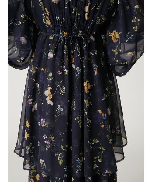 00サイズ】フラワープリントオフショルティアードワンピース
