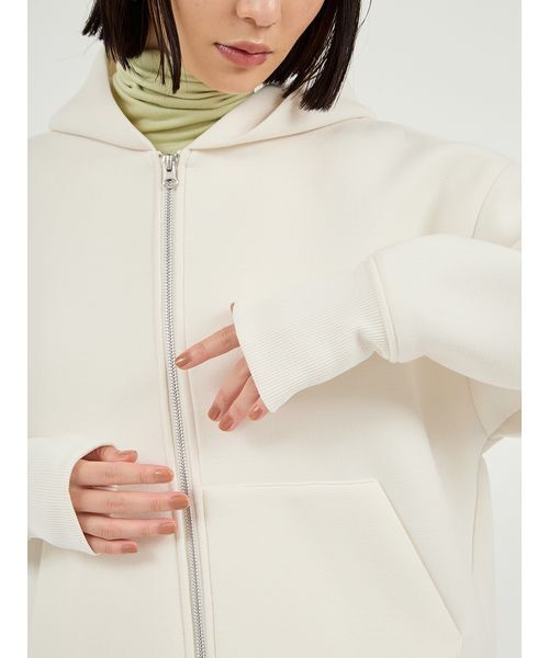 emmi（エミ）の「ダンボールジップアップフーディー（パーカー・レディース・ライトグレー/ブラウン/オフホワイト・F）」の8枚目の写真