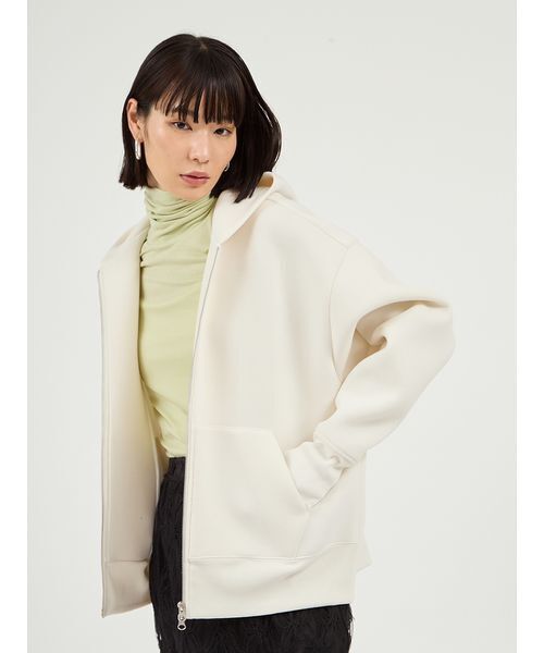 emmi（エミ）の「ダンボールジップアップフーディー（パーカー・レディース・ライトグレー/ブラウン/オフホワイト・F）」の11枚目の写真