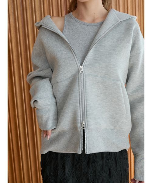 emmi（エミ）の「ダンボールジップアップフーディー（パーカー・レディース・ライトグレー/ブラウン/オフホワイト・F）」の19枚目の写真