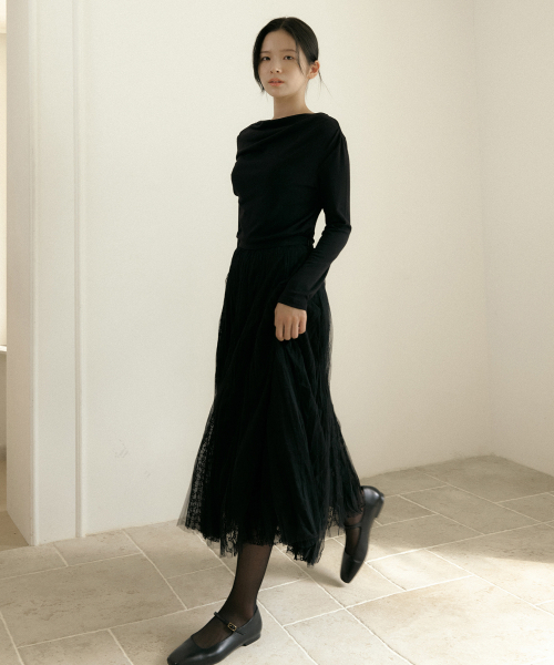 OCTETTE(オテット)の「LACE SHA-SKIRTS_BLACK(スカート・レディース・ブラック・SMALL/MEDIUM)」の1枚目の写真